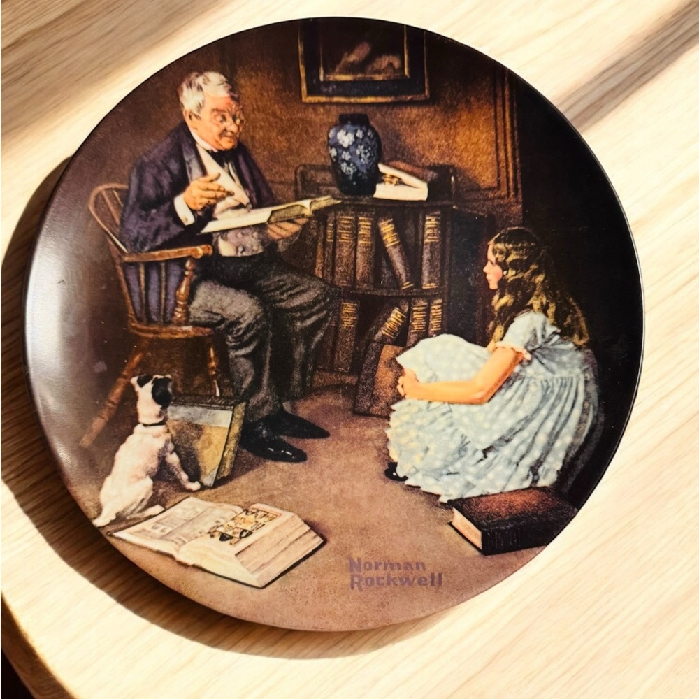 Edwin M Knowles The StoryTeller Norman Rockwell 1984  Limited Edition Plate